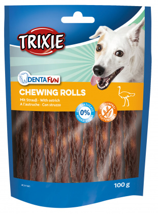 Лакомство со страусом "Denta Fun" для собак (100 г) - 1