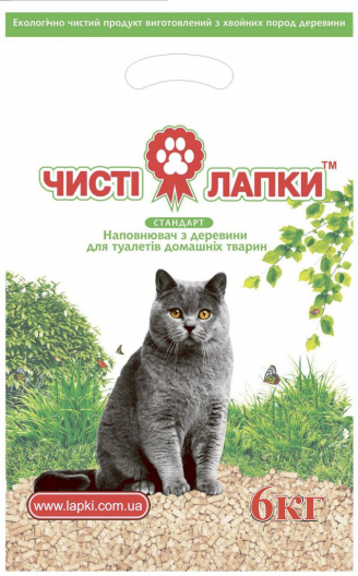 Наповнювач для котячого туалету Чисті Лапки Економ (6 кг) - 1