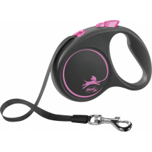 Поводок-рулетка ленточная flexi BLACK DESIGN S (розовый)