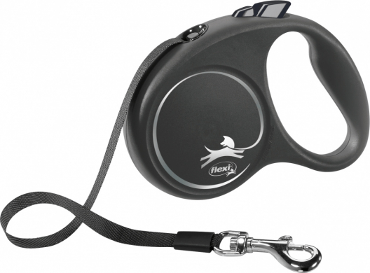 Повідець-рулетка стрічкова flexi BLACK DESIGN S (чорний) - 1