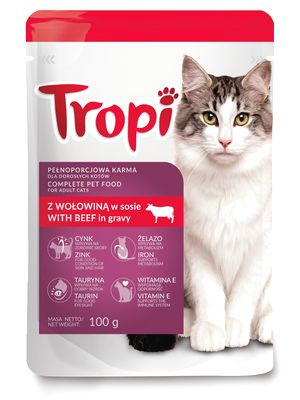 Паучі для котів Tropi зі смаком яловичини (100гр) - 1