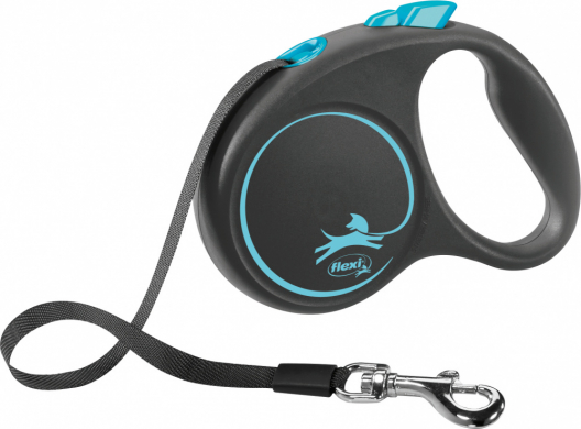 Повідець-рулетка стрічкова flexi BLACK DESIGN S (синій) - 1