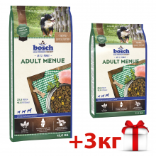 Акція. Корм для собак Бош Едалт Меню 15 кг+ 3 кг