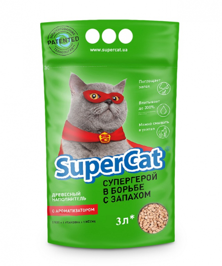 Дерев'яний наповнювач з ароматизатором Super Cat (3 кг) - 1
