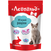 Леопольд паучи для котов Мясной рацион для котов с кроликом (0,1)
