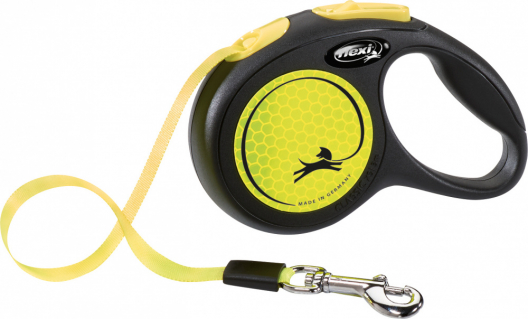 Поводок-рулетка ленточная flexi New NEON XS (желтый) - 1